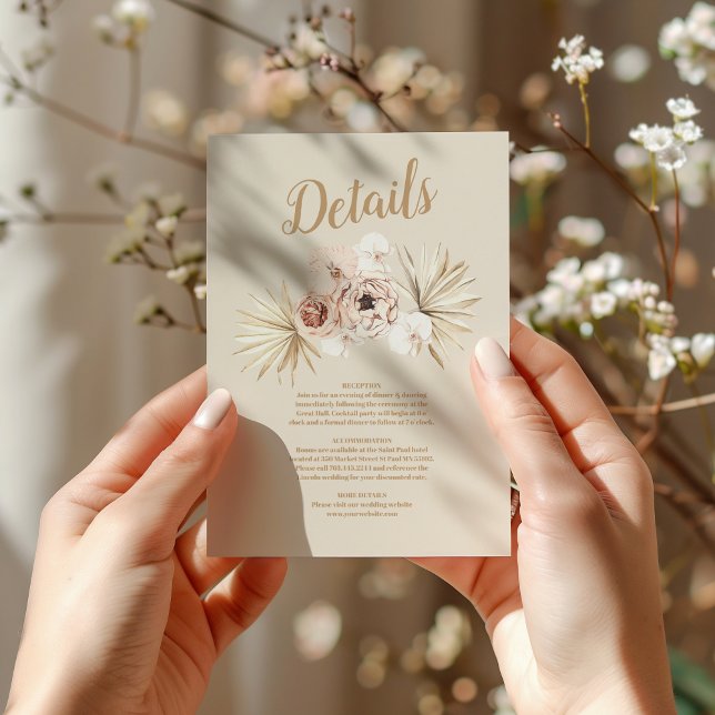 Carte D'accompagnement Boho Pampass Mariage floral (Créateur téléchargé)