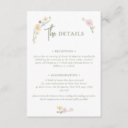 Carte D'accompagnement Boho Pastel fleurs Élégante calligraphie Mariage E