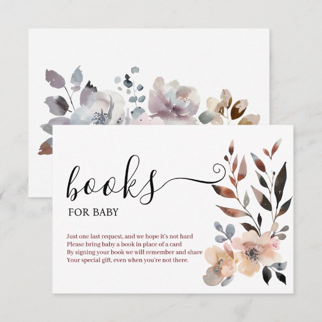 Carte D'accompagnement Boho Pastel Pink Flower Blooms Livres Pour Bébé (Devant / Derrière)