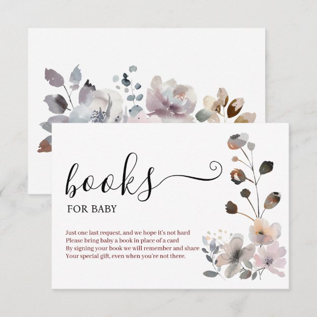 Carte D'accompagnement Boho Pastel Pink Flower Blooms Livres Pour Bébé (Devant / Derrière)
