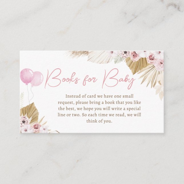 Carte D'accompagnement Boho Pink Bear Baby showers Livres pour bébé (Devant)