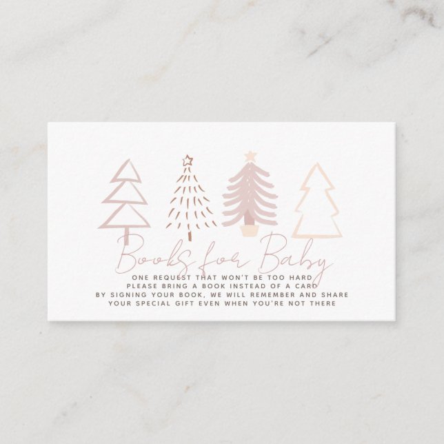 Carte D'accompagnement Boho Pink Christmas Trees Baby shower Demande de r (Devant)