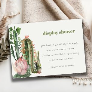 CARTE D'ACCOMPAGNEMENT BOHO PINK FLORAL DÉCOR DE CACTUS DE DÉSERT BABY SH