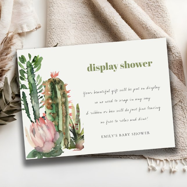 CARTE D'ACCOMPAGNEMENT BOHO PINK FLORAL DESERT CACTI AFFICHER BABY SHOWER (Créateur téléchargé)