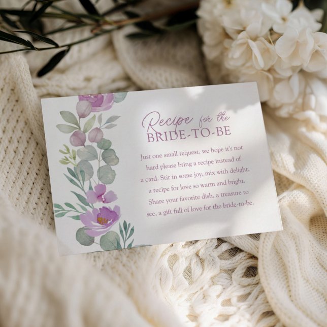 Carte D'accompagnement Boho Pink Recipe for the Bride Floral  (Créateur téléchargé)