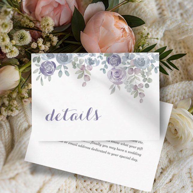 Carte D'accompagnement Boho Purple Floral QR Code Wedding Details (Créateur téléchargé)