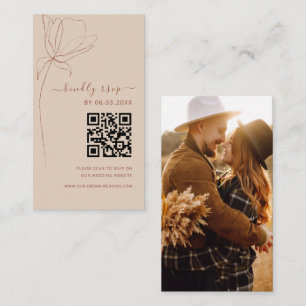 Carte D'accompagnement Boho QR Code Minimaliste RSVP site Mariage