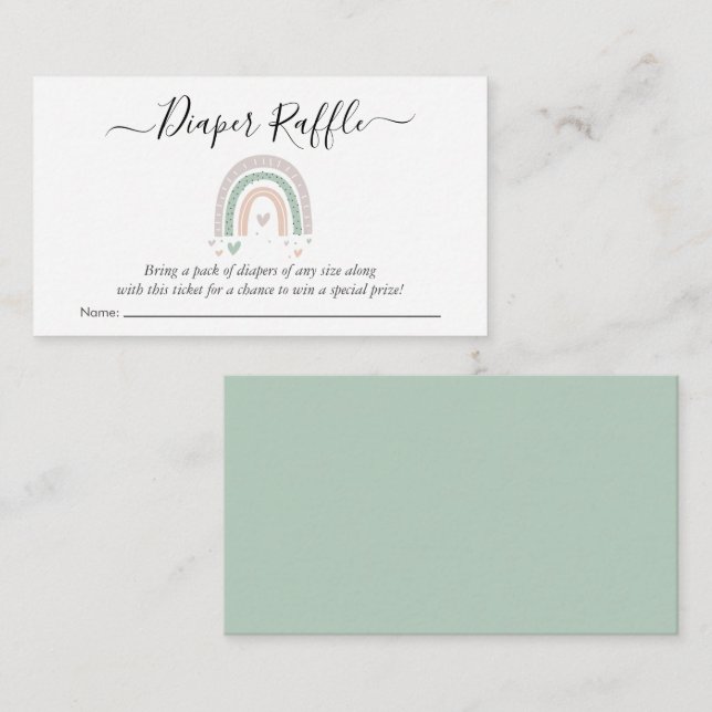 Carte D'accompagnement Boho Rainbow Sage Diaper Raffle Douche (Devant / Derrière)