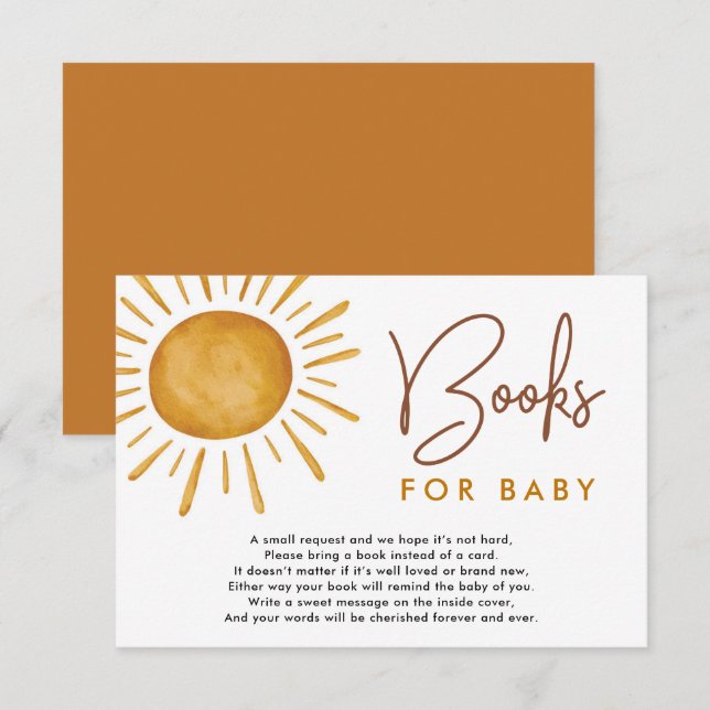Carte D'accompagnement Boho Ray of Sunshine Livres pour bébé (Devant / Derrière)