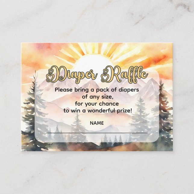 Carte D'accompagnement Boho Ray of Sunshine Mountains Diaper Raffle (Devant)