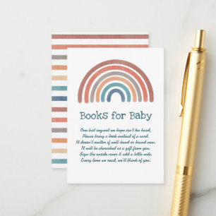 Carte D'accompagnement Boho Retro Rainbow Baby showers Livres Pour Bébé