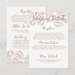 Carte D'accompagnement Boho romantique Mocha Mousse Floral Détails du Mar