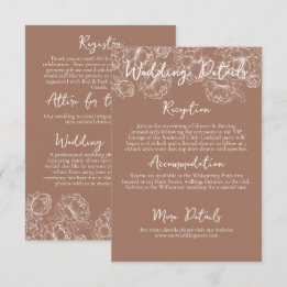 Carte D'accompagnement Boho romantique Mocha Mousse Floral Détails du Mar