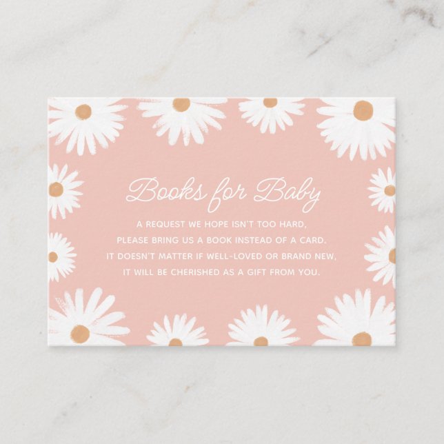 Carte D'accompagnement Boho rose Daisy Floral Baby showers Livres pour bé (Devant)