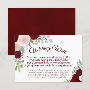 Carte D'accompagnement Boho rouge rustique et rose Mariage Floral Wishing