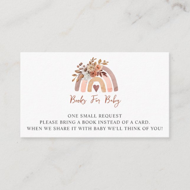 Carte D'accompagnement Boho Rust Terracotta Baby shower Livres Pour Bébé (Devant)