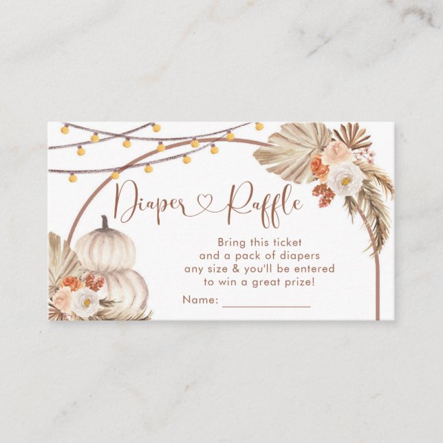 Carte D'accompagnement Boho Rustic Citrouille tomber dans l'amour Diaper  (Devant)