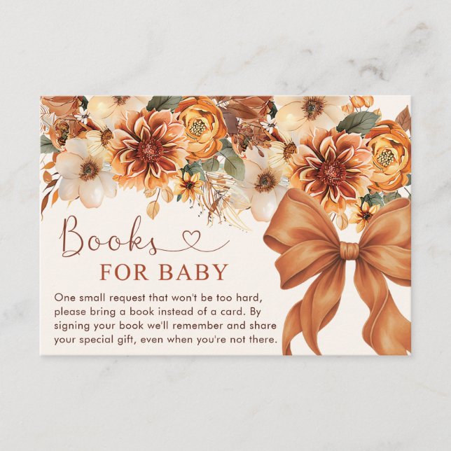 Carte D'accompagnement Boho Rustic Fall Floral Baby shower Party (Devant)