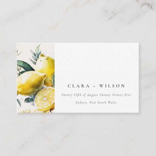 Carte D'accompagnement Boho Rustic Yellow Lemon Garden Site Web de mariag (Devant)