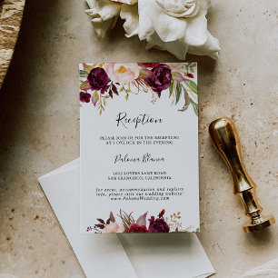 Carte D'accompagnement Boho Rustique Colorée Réception De Mariage Floral