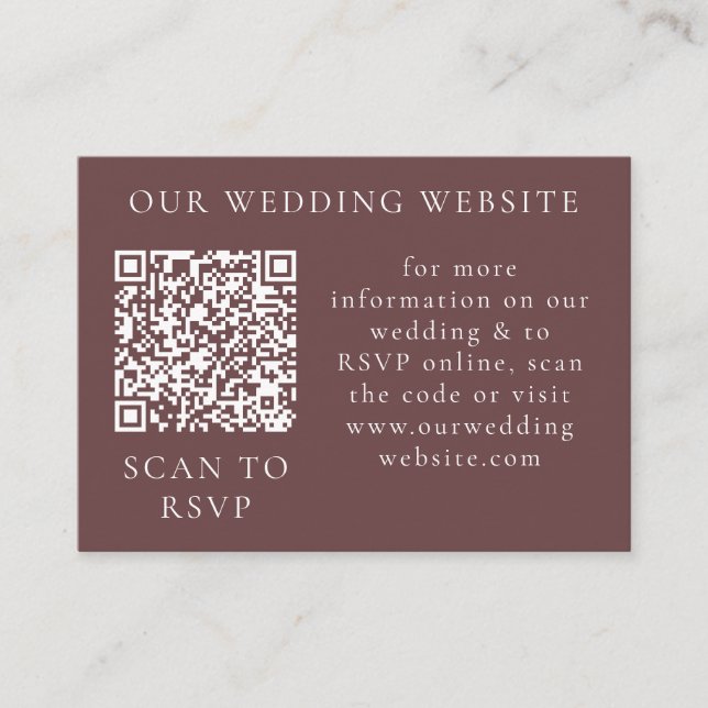 Carte D'accompagnement Boho Rustique Marsala Crème Floral Web QR (Devant)