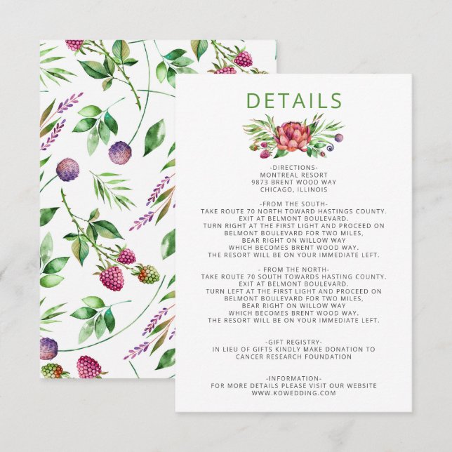 Carte D'accompagnement Boho Rustique Succulent Cactus Mariage de verdure (Devant / Derrière)