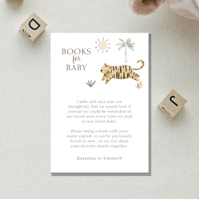 Carte D'accompagnement Boho Safari Baby shower Aquarelle Livres Pour Bébé (Créateur téléchargé)
