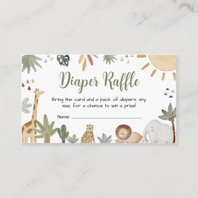 Carte D'accompagnement Boho Safari Baby shower Déchets Raffle (Devant)
