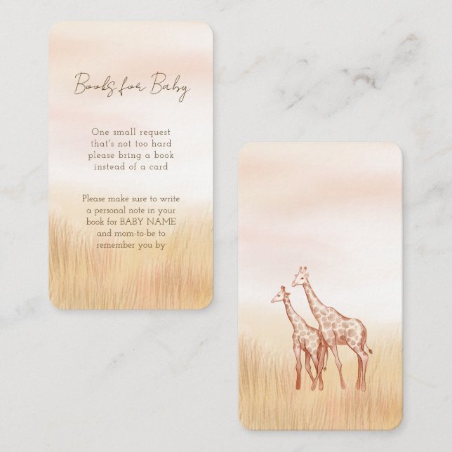 Carte D'accompagnement Boho Safari Giraffe Baby shower Demande de réserva (Devant / Derrière)