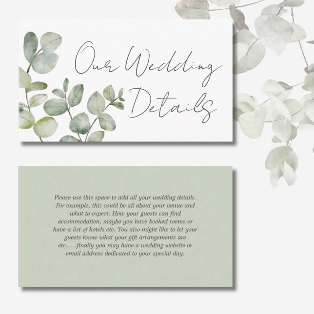 Carte D'accompagnement Boho Sage Green Eucalyptus Détails du Mariage (Créateur téléchargé)