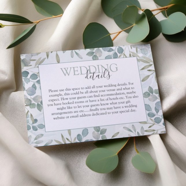 Carte D'accompagnement Boho Sage Green Eucalyptus Wedding Details (Créateur téléchargé)
