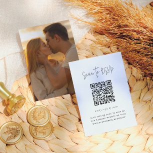 Carte D'accompagnement Boho Script Moderne QR Code photo Mariage RSVP