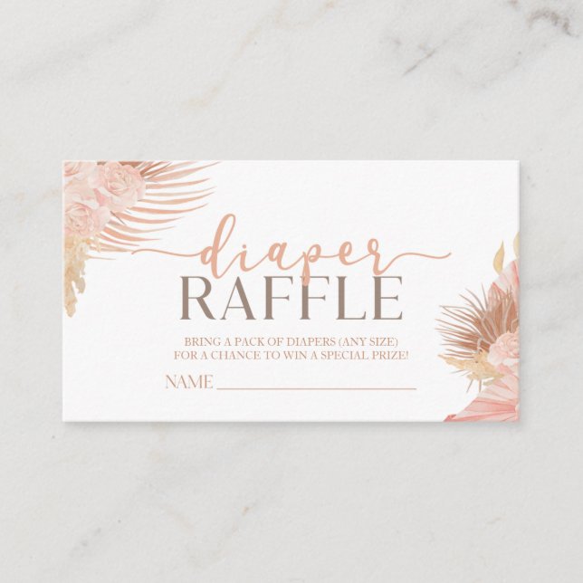 Carte D'accompagnement Boho Soft rose Baby shower floral Déchets Raffle (Devant)