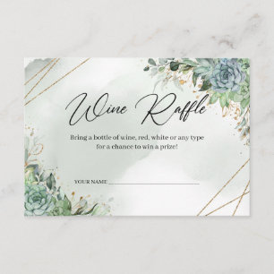 Carte D'accompagnement Boho succulent eucalyptus cadre or Vin Raffle