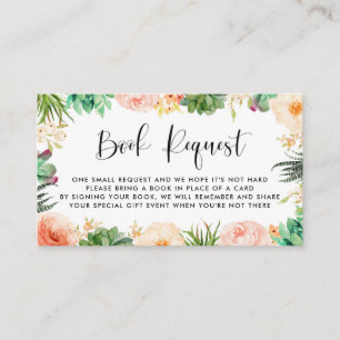 Carte D'accompagnement Boho Succulents Floral Wreath Book Request Card