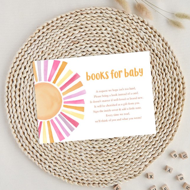 Carte D'accompagnement Boho sunshine fille livres de baby shower pour béb (Créateur téléchargé)