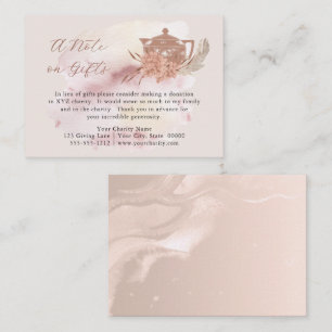 Carte D'accompagnement Boho Teapot Hydrangeas don au lieu de cadeaux