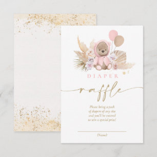 Carte D'accompagnement Boho Teddy Bear Baby shower rose Refus de couche