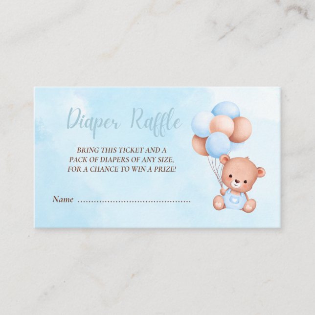 Carte D'accompagnement Boho Teddy Bear Blue Baby shower Déchets Raffin (Devant)