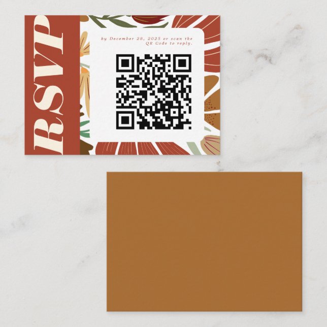 Carte D'accompagnement Boho Terracotta Automne Mariage floral RSVP (Devant / Derrière)