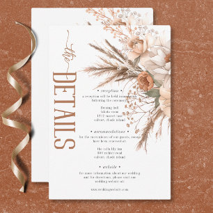 Carte D'accompagnement Boho Terracotta pêche & crème détails floraux blan