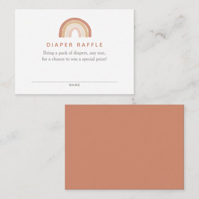 Carte D'accompagnement Boho Terracotta Rainbow Baby shower Déchets Raffle (Devant / Derrière)