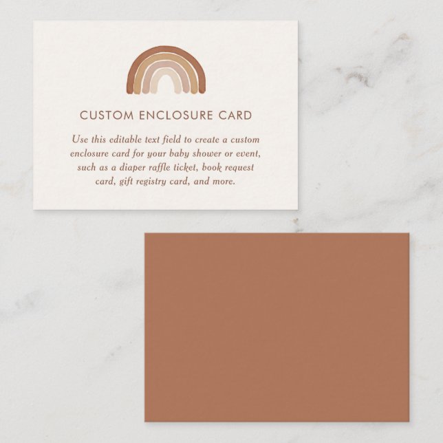 Carte D'accompagnement Boho Terracotta Rainbow Baby shower personnalisé (Devant / Derrière)