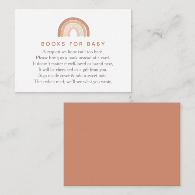 Carte D'accompagnement Boho Terracotta Rainbow Books for Baby (Devant / Derrière)