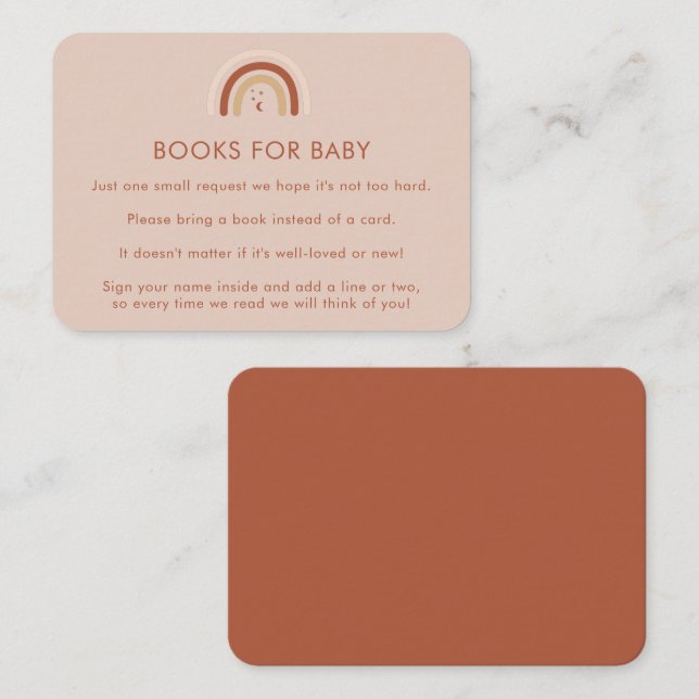 Carte D'accompagnement Boho Terracotta Rainbow Moon Livres pour Baby show (Devant / Derrière)