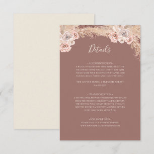 Carte D'accompagnement Boho Tropical Botanical   Détails du Rose Dusty