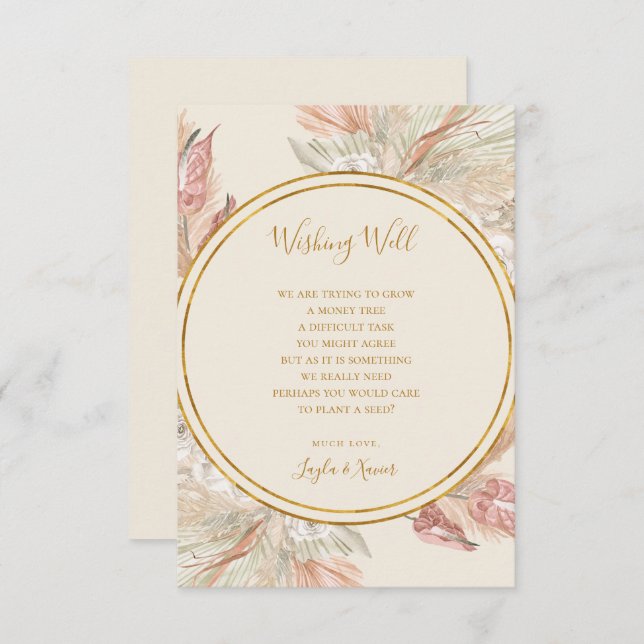 Carte D'accompagnement Boho Tropical Botanique Mariage d'ivoire désirer b (Devant / Derrière)