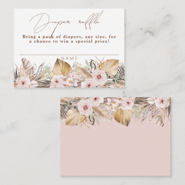 Carte D'accompagnement Boho Tropical Floral Girl Douche Déchets Raffle (Devant / Derrière)