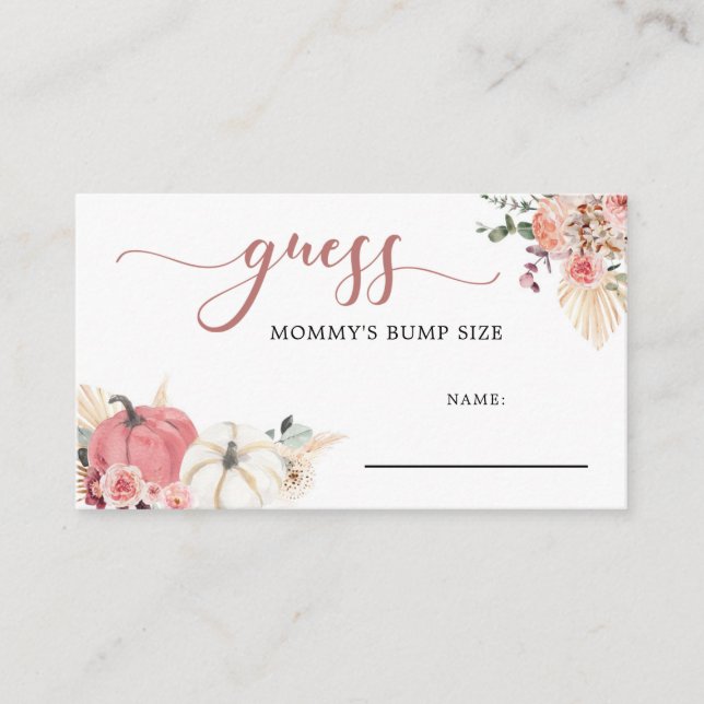 Carte D'accompagnement Boho Twin rose et blanc Citrouille maman's Bump (Devant)