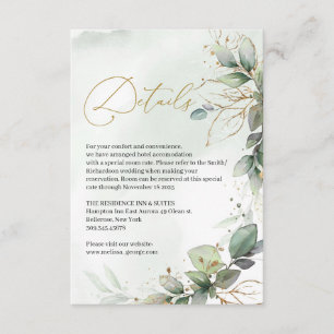 Carte D'accompagnement Boho verdure eucalyptus feuillage faux cadre or
